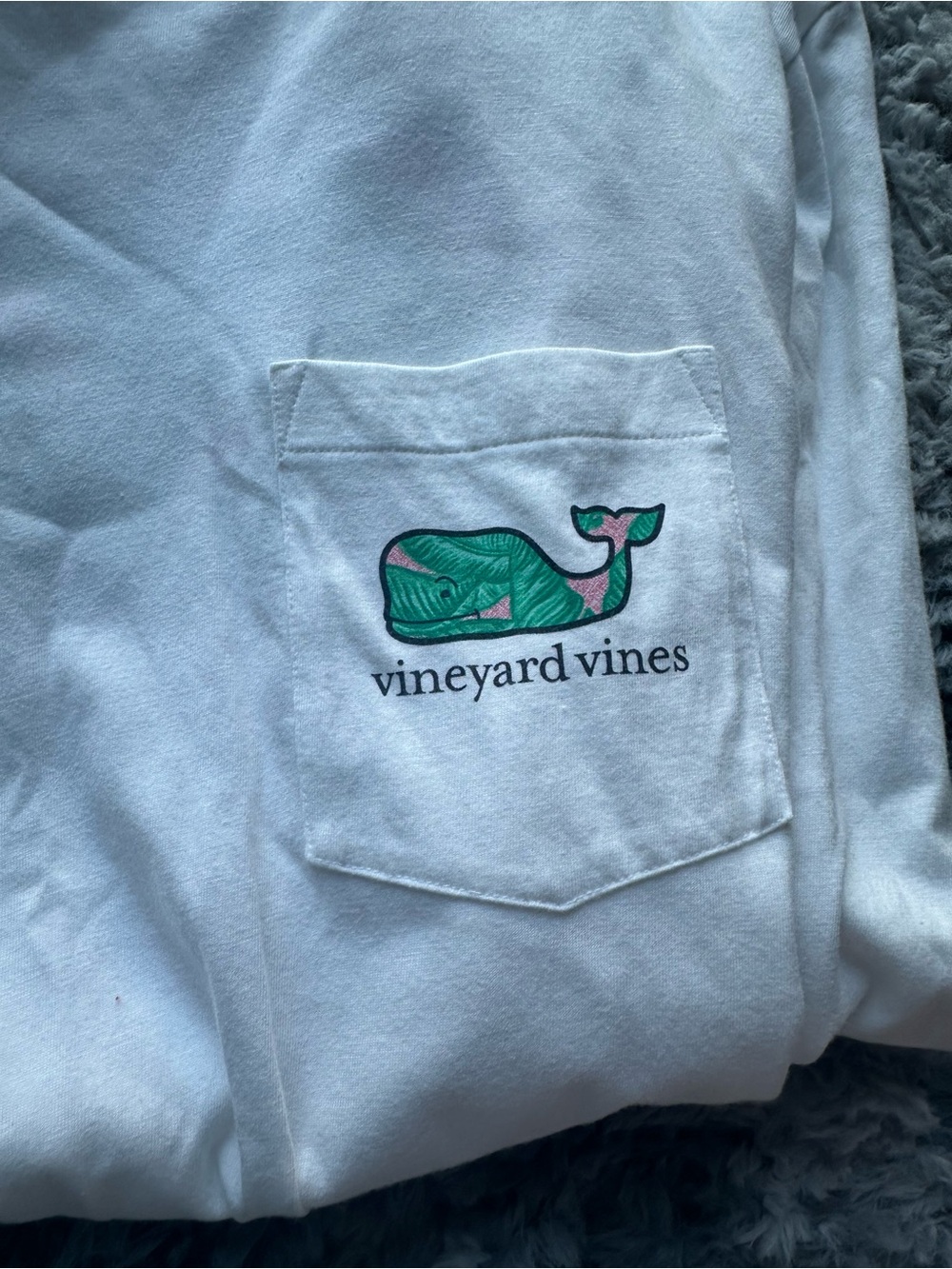 Vineyard Vines White Kids Sweatpants with Green & Pink Whale Pocket